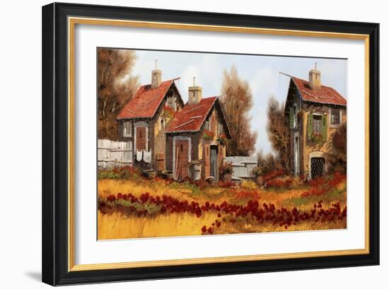 Tre Case e Fiori Amaranto-Guido Borelli-Framed Giclee Print