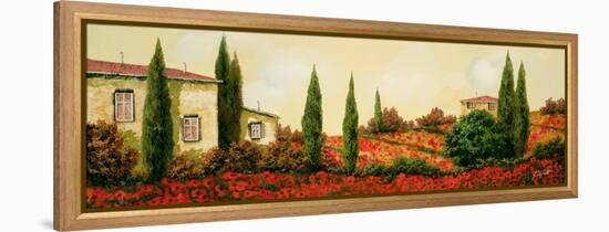 Tre Case Tra I Papaveri-Guido Borelli-Framed Stretched Canvas