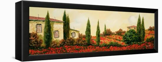 Tre Case Tra I Papaveri-Guido Borelli-Framed Stretched Canvas