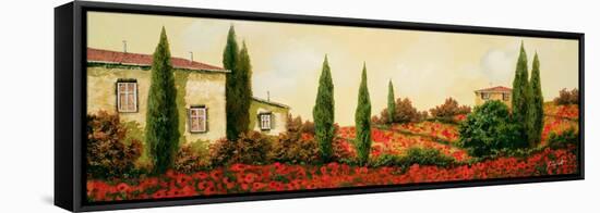 Tre Case Tra I Papaveri-Guido Borelli-Framed Stretched Canvas