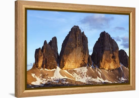 Tre Cime Di Lavaredo Mountain at Sunset, Sexten Dolomites, South Tyrol, Italy, Europe, July 2009-Frank Krahmer-Framed Premier Image Canvas