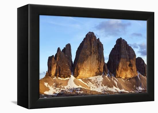 Tre Cime Di Lavaredo Mountain at Sunset, Sexten Dolomites, South Tyrol, Italy, Europe, July 2009-Frank Krahmer-Framed Premier Image Canvas