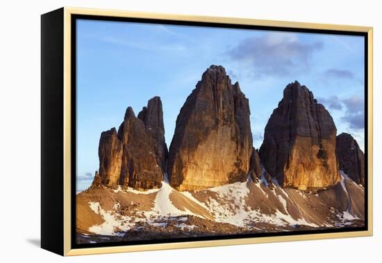 Tre Cime Di Lavaredo Mountain at Sunset, Sexten Dolomites, South Tyrol, Italy, Europe, July 2009-Frank Krahmer-Framed Premier Image Canvas