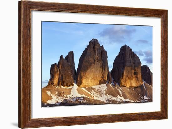 Tre Cime Di Lavaredo Mountain at Sunset, Sexten Dolomites, South Tyrol, Italy, Europe, July 2009-Frank Krahmer-Framed Photographic Print