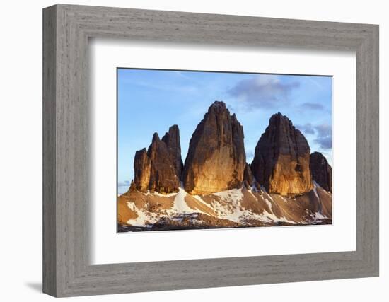 Tre Cime Di Lavaredo Mountain at Sunset, Sexten Dolomites, South Tyrol, Italy, Europe, July 2009-Frank Krahmer-Framed Photographic Print