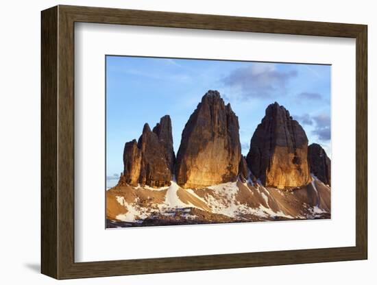 Tre Cime Di Lavaredo Mountain at Sunset, Sexten Dolomites, South Tyrol, Italy, Europe, July 2009-Frank Krahmer-Framed Photographic Print