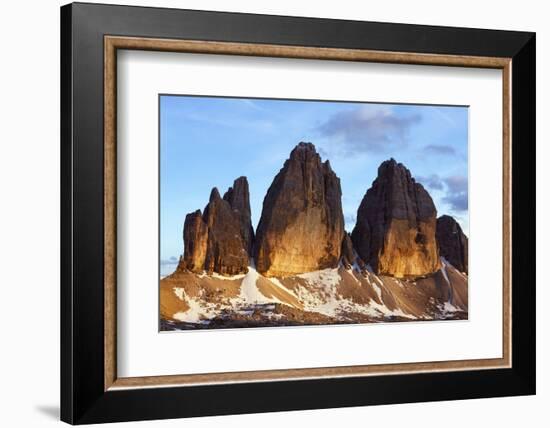 Tre Cime Di Lavaredo Mountain at Sunset, Sexten Dolomites, South Tyrol, Italy, Europe, July 2009-Frank Krahmer-Framed Photographic Print