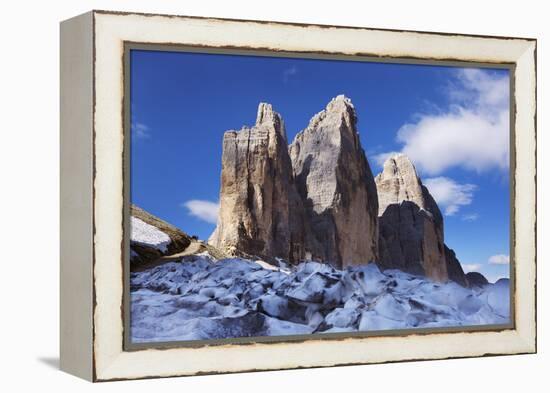 Tre Cime Di Lavaredo Mountain, Sexten Dolomites, South Tyrol, Italy, Europe, July 2009-Frank Krahmer-Framed Premier Image Canvas