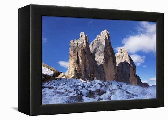 Tre Cime Di Lavaredo Mountain, Sexten Dolomites, South Tyrol, Italy, Europe, July 2009-Frank Krahmer-Framed Premier Image Canvas