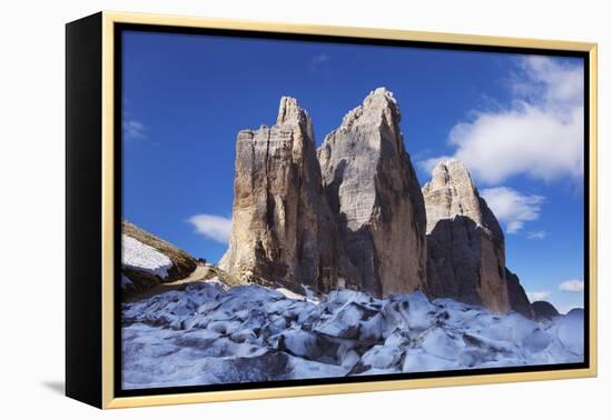 Tre Cime Di Lavaredo Mountain, Sexten Dolomites, South Tyrol, Italy, Europe, July 2009-Frank Krahmer-Framed Premier Image Canvas