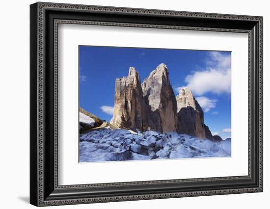 Tre Cime Di Lavaredo Mountain, Sexten Dolomites, South Tyrol, Italy, Europe, July 2009-Frank Krahmer-Framed Photographic Print