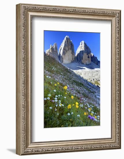 Tre Cime di Lavaredo, Sexten Dolomites, Province of Bolzano, South Tyrol, Italy-null-Framed Art Print