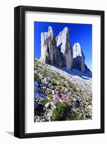 Tre Cime di Lavaredo, Sexten Dolomites, Province of Bolzano, South Tyrol, Italy-null-Framed Art Print