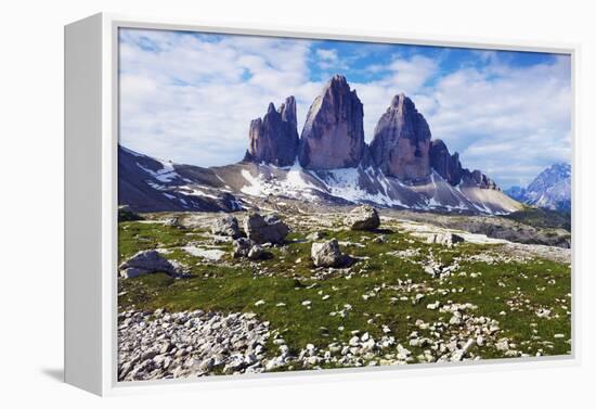 Tre Cime Di Lavaredo, Sexten Dolomites, South Tyrol, Italy, Europe, July 2009-Frank Krahmer-Framed Premier Image Canvas