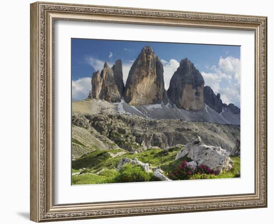 Tre Cime Di Lavaredo (Three Merlons), Meadow, South Tyrol-Rainer Mirau-Framed Photographic Print