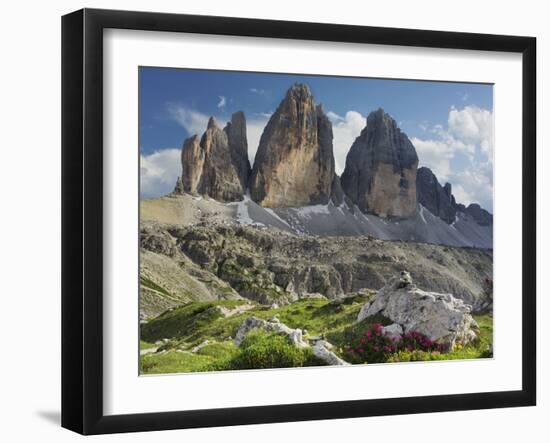 Tre Cime Di Lavaredo (Three Merlons), Meadow, South Tyrol-Rainer Mirau-Framed Photographic Print