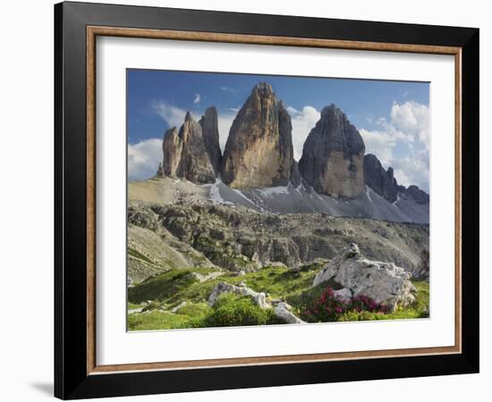 Tre Cime Di Lavaredo (Three Merlons), Meadow, South Tyrol-Rainer Mirau-Framed Photographic Print