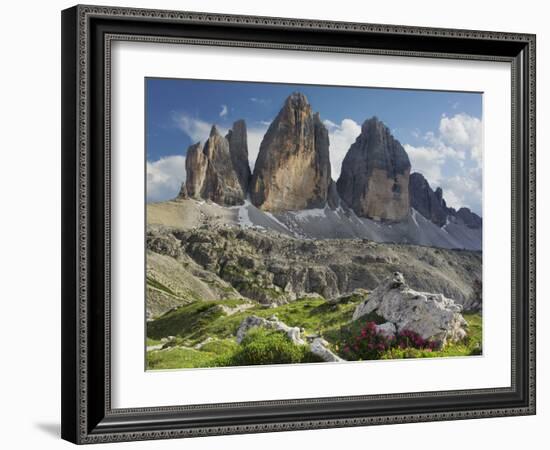 Tre Cime Di Lavaredo (Three Merlons), Meadow, South Tyrol-Rainer Mirau-Framed Photographic Print