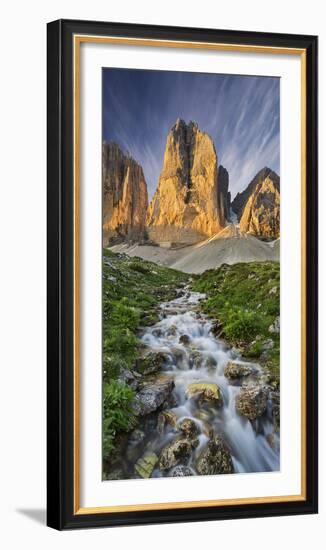 Tre Cime Di Lavaredo (Three Merlons), North Faces, Brook, Alp, South Tyrol-Rainer Mirau-Framed Photographic Print