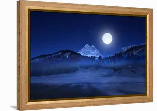 Tre Cime Lavaredo By Night-Marco Carmassi-Framed Premier Image Canvas