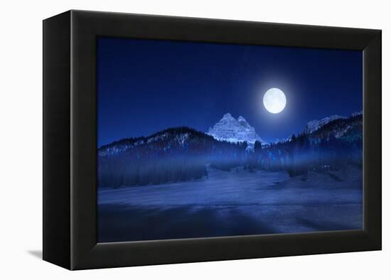 Tre Cime Lavaredo By Night-Marco Carmassi-Framed Premier Image Canvas