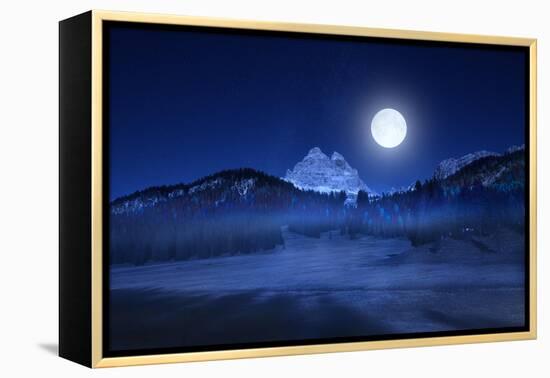 Tre Cime Lavaredo By Night-Marco Carmassi-Framed Premier Image Canvas