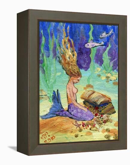 Treasure Chest Mermaid-sylvia pimental-Framed Stretched Canvas