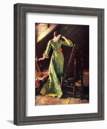 Treasures (or Lady in Green Dress; Attic Scene)-Norman Rockwell-Framed Giclee Print