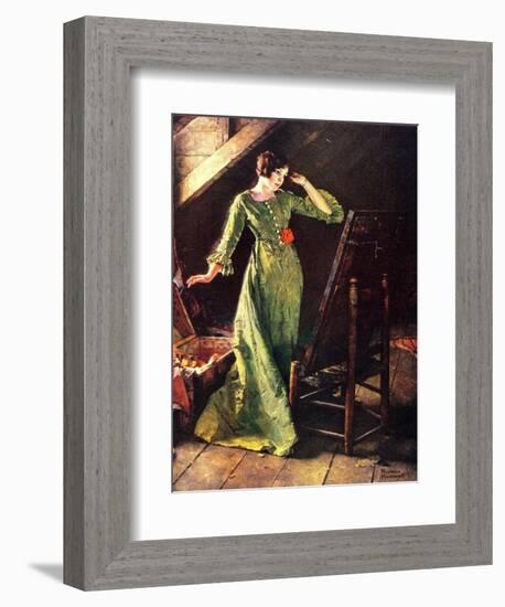 Treasures (or Lady in Green Dress; Attic Scene)-Norman Rockwell-Framed Giclee Print