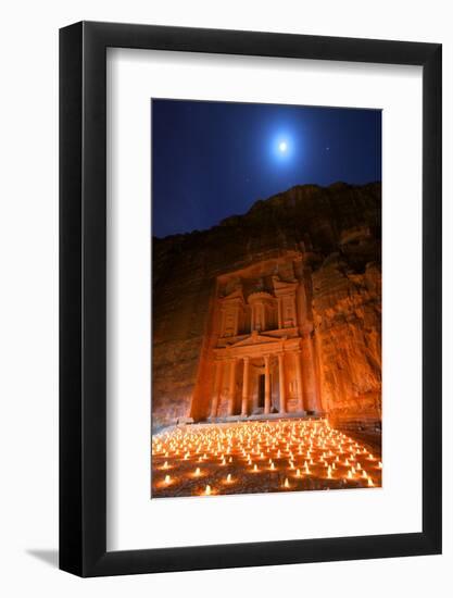 Treasury Lit by Candles at Night, Petra, Jordan, Middle East-Neil Farrin-Framed Photographic Print