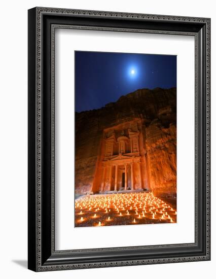 Treasury Lit by Candles at Night, Petra, Jordan, Middle East-Neil Farrin-Framed Photographic Print