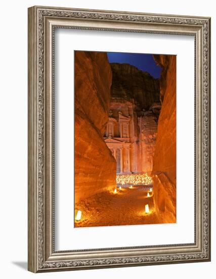 Treasury Lit by Candles at Night, Petra, Jordan, Middle East-Neil Farrin-Framed Photographic Print