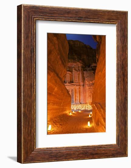 Treasury Lit by Candles at Night, Petra, Jordan, Middle East-Neil Farrin-Framed Photographic Print