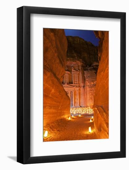 Treasury Lit by Candles at Night, Petra, Jordan, Middle East-Neil Farrin-Framed Photographic Print