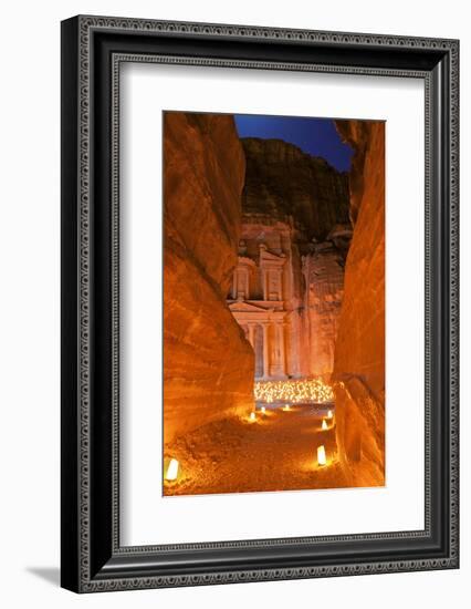 Treasury Lit by Candles at Night, Petra, Jordan, Middle East-Neil Farrin-Framed Photographic Print