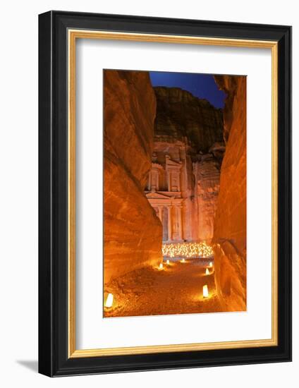 Treasury Lit by Candles at Night, Petra, Jordan, Middle East-Neil Farrin-Framed Photographic Print