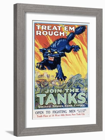 Treat 'Em Rough! Join the Tanks Recruitment Poster by August William Hutaf-null-Framed Giclee Print