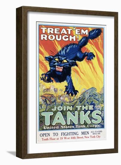 Treat 'Em Rough! Join the Tanks Recruitment Poster by August William Hutaf-null-Framed Giclee Print