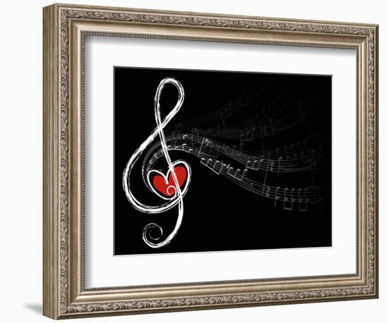 Treble Love and Music Notes-fat_fa_tin-Framed Art Print