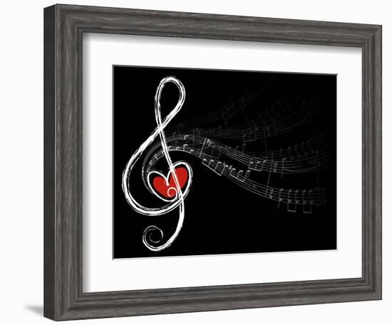 Treble Love and Music Notes-fat_fa_tin-Framed Art Print