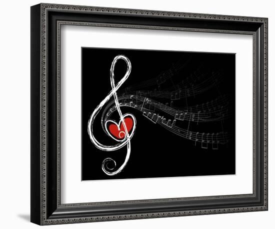 Treble Love and Music Notes-fat_fa_tin-Framed Art Print