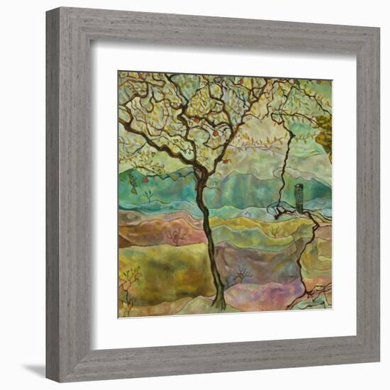 Tree And A Bird-Hyunah Kim-Framed Art Print