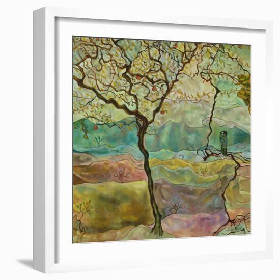 Tree And A Bird-Hyunah Kim-Framed Art Print