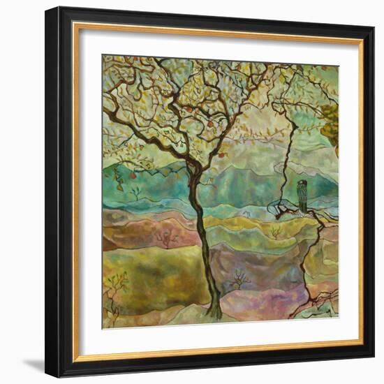 Tree And A Bird-Hyunah Kim-Framed Art Print