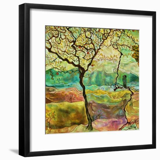 Tree And A Bird-Hyunah Kim-Framed Art Print