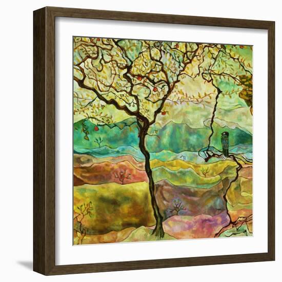 Tree And A Bird-Hyunah Kim-Framed Art Print