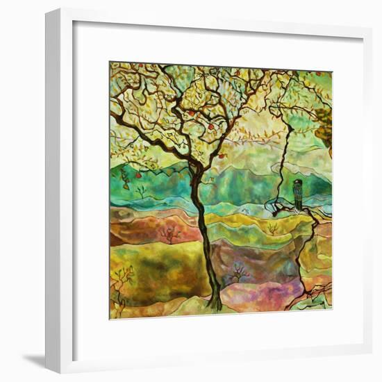 Tree And A Bird-Hyunah Kim-Framed Art Print