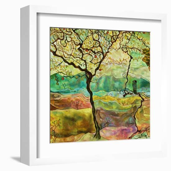 Tree And A Bird-Hyunah Kim-Framed Art Print