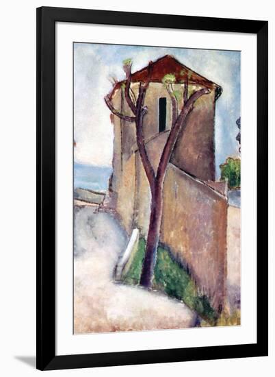 Tree and House-Amedeo Modigliani-Framed Art Print