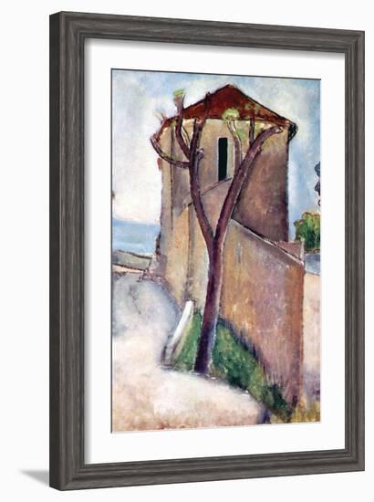 Tree and House-Amedeo Modigliani-Framed Art Print